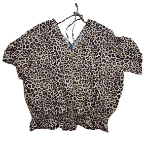 Maurcies Size 4 Brown‎ Womens Plus Size Animal Print Blouse